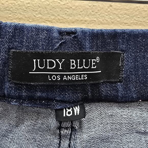 Judy Blue Pull On Superflare Stretch Jeans Dark Wash Size 18W Boho 70's Retro - Picture 4 of 7